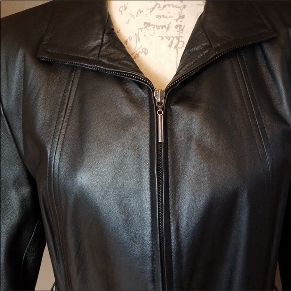 Worthington Black Leather Jacket w/Belt - Picture 3 of 6